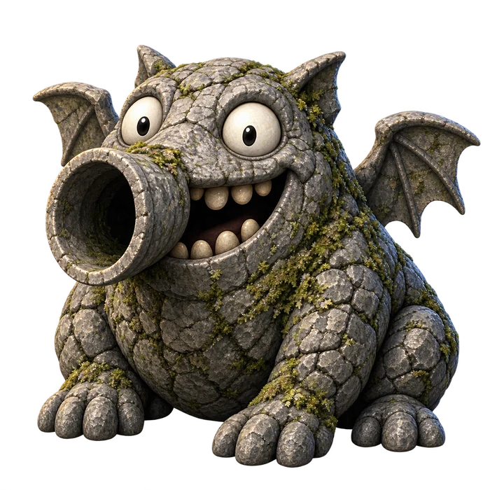 Grimgoyle, a cheerful little stone gargoyle