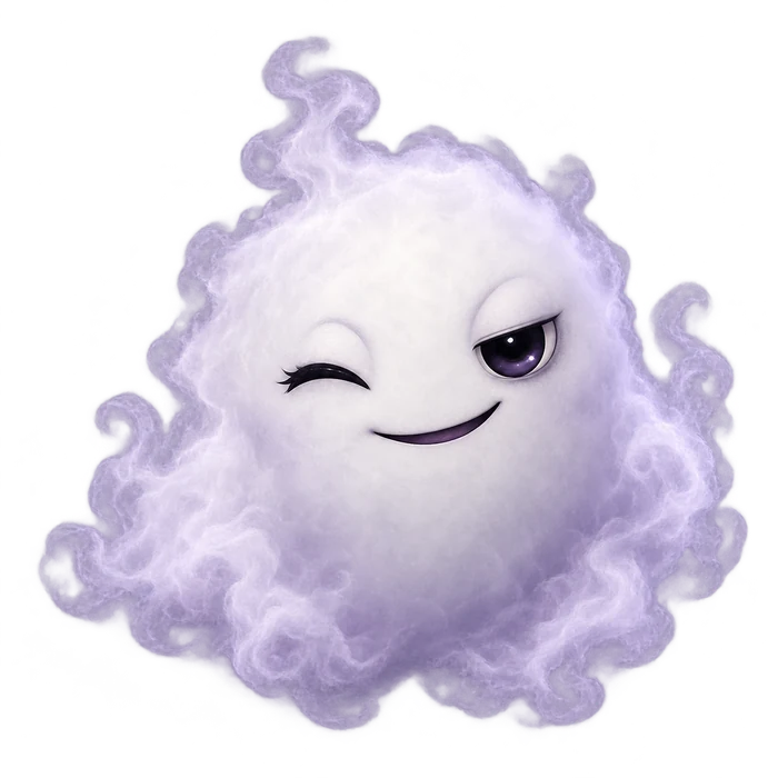 Hauntule, a mischievous purple ghost